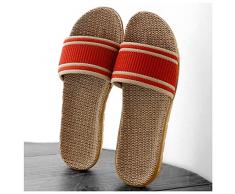 MASME Pantofole Donna Estive Pantofola Giapponese Casa Indoor Ciabatte Uomo in Lino Morbido Fondo Scarpe da Camera da Letto Casa Estate Uomo Estate Sandali e Pantofole (Color : Red, Size : 39/40 EU)