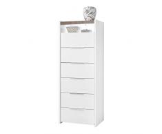 Arredocasagmb Settimino 6 Cassetti comò bianco opaco moderno to NOCE CHIARO economico moderno design AMA 6