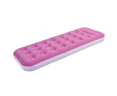 Jilong Unisex – Adulti 1 Uomo Letto da Campeggio Easigo Rosa 188x73x22 Velour materasso ad aria letto ospiti lettino da viaggio persona
