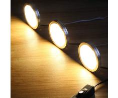 LE Luce Armadio 9 LED 2835, 2W Pari a Luce Alogena 20W, Lampada da Armadio 1020 lumen Bianco Caldo, Luce Notturna per Sottopensile e Armadio, Inclusi Alimentatore e Cavi, Confezione da 6 Pezzi