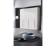 Armadio Semplice H. 245 cm da 4 a 6 ante - Made in Italy (6 Ante L.244,2 cm), Bianco frassinato