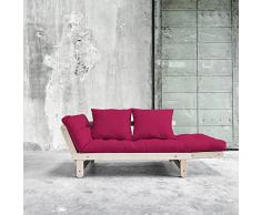 VivereZen - Divano letto futon Beat Beech - Zen (Faggio) Struttura non verniciata + futon colorato e due cuscini