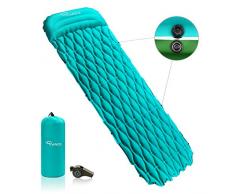 RYACO Materasso da Campeggio Gonfiabile con Cuscino, Letto Gonfiabile da Campeggio a Prova dUmidità 6cm Spessore 1 Persona per Backpacking, Viaggio, Spiaggia, Allaperto & Interno (Blu)