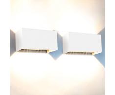 Kingwen 2 Pezzi 20W Applique da Parete Interno/Esterno 3000K Bianco Caldo Applique Esterno Angolo del Fascio Regolabile Bianco Lampade da Parete IP65 Impermeabile Aapplique da Esterno