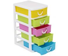 com-four® Cassettiera con Cinque cassetti per Accessori Artigianali - utile Organizer Ufficio con cassetti - cassetti Artigianali - scrivania, Bagno, Cucina (001 Pezzi - contenitori di stoccaggio)
