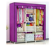 Armadio in Tessuto Fai da Te Piegabile Non Tessuto Piegatrice Portatile Mobili for stoccaggio Quando Il Quarto Armadio Armadio Camera da Letto Armadio Armadio Argomaro (Color : Violet)