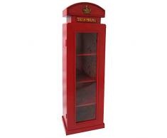 Armadio con specchio "Cabina telefonica di Londra", in stile rétro, colore rosso