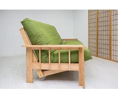 Futon On Line Divano letto Vienna, Custodia verde, 190 x 140 x 30 cm