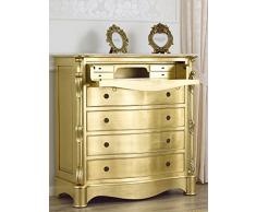 Simone Guarracino Como Cannocchiale Stile Barocco Francese cassettone secretaire Foglia Oro Marmo Crema