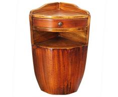 Satodà - Comodino sospeso angolare, in legno con cassetto e pomello in ottone. Artigianato sardo.