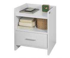 SoBuy Comodino Bianco, Comodino Letto con cassetto FBT66-W
