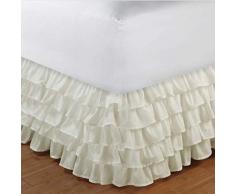 Gonna da Letto Matrimoniale a Balze, avvolgenteha Elasticità Colore Solido Poliestere Molle Comodo Fade Resistente (Color : F, Size : 200X200+38)