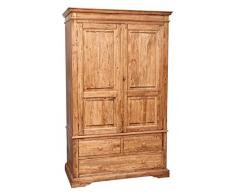 Armadio Country in legno massello di tiglio finitura naturale 120x59x197 cm