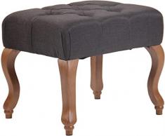 Sgabello Capitonné Brest in Tessuto E Legno di caucciù I Panchetta Fondo Letto Chesterfield Vintage, Colore:Grigio Scuro, Colore della Cornice:Antico Chiaro