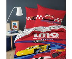 CTI Disney Cars-Set Biancheria da Letto, 100% Cotone, Rosso, 140X200 Cm + 63X63 Cm