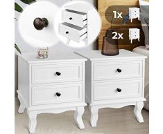 MIADOMODO® Comodino con 2 Cassetti - 49x34,5x30cm, Bianco, in Legno e MDF, Set da 1 o 2 - Comodino da Letto, Comodino Camera da Letto, Comodini da Notte, Camera da Letto Salotto (Set da 2)