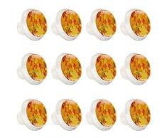 WARMFM Foglie dacero Manopole per guardaroba Maniglie rotonde per armadietto Manopole per armadietto in cristallo con viti 24