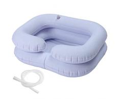 Oriental riverkit Lavatesta Gonfiabile, Bacinella Portabile A Letto con Tubo di Drenaggio, Lavatoio Mobile Gonfiabile, per Lavare I Capelli per Anziani E/o Disabili, 60 * 55 * 22cm
