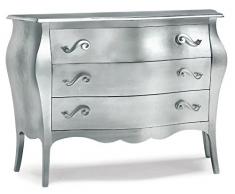 Bagno Italia Mobile Comò 100x42x85h bombato 3 cassetti colore bianco opaco o argento o oro I