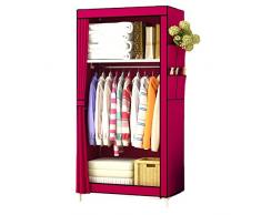 lesulety Armadio portatile singolo in tela con copertura antipolvere Armadio arbitrario piccolo armadio per camera da letto per camicie, vestiti, rosso
