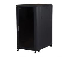 LINK Armadio Rack per RETI 19 22 unità, Dimensioni (A) 1166, (L) 600, (P) 800 Colore Nero Porta Vetro