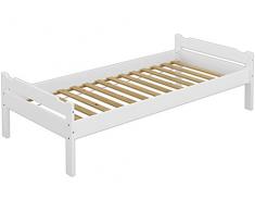 Erst-Holz Solo per Legno 60.31 – 09 W Letto Singolo con Roll ruggine – 90 x 200 – Legno Massiccio Bianco