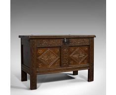 Coffro antico compatto, inglese, quercia, cassapanca, tronco, inizio georgiano, circa 1720