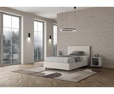IMAGO FACTORY Agata - Letto Contenitore ad una piazza e mezzo (120cm) Salvaspazio - Rivestimento in Ecopelle, Rete con Doghe in Legno, Materasso non Compreso, Bianco