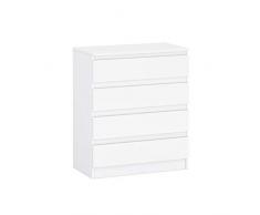 GLmeble - Cassettiera multiuso con cassetti per camera da letto, in laminato massiccio, colore: bianco, A3