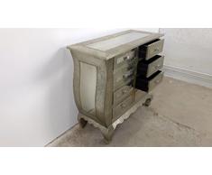 – Comò 8 cassetti VINTAGE argento Patina/ALU Pomp barocco