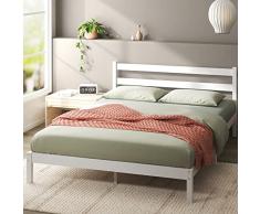 Zinus Telaio letto Piattaforma in Bambù Lavoro 20 cm Robin | Supporto a doghe in legno | Facile da montare | 160 x 200 cm | Bianco