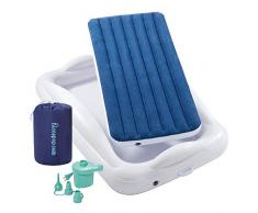 hiccapop Letto da viaggio gonfiabile per bambini con paraurti di sicurezza [4 lati] | Letto portatile per bambini | Materasso ad aria per bambini | Materasso ad aria per bambini - Blu navy