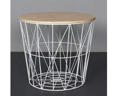SCHS Nordic Ins Wind Tavolino da Salotto Minimalista in Ferro battuto Tavolino Piccolo Tavolino Rotondo Comodino Angolare Cestino portaoggetti, Medio 40 cm