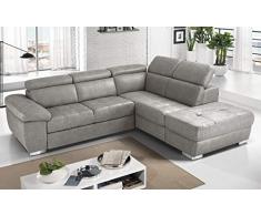 Dafne Italian Design Divano Letto angolare 3 posti con penisola a Destra. Tessuto Tay Tay Light Grey (cm. 285 x 245 x 97h)