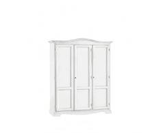 Mar.c.a. Design - Armadio con 3 Porte e Cappello a Gendarme in Legno di Pioppo Color Bianco Opaco, Mobile da Interno Arte Povera Made in Italy - Misura 158x56x197h