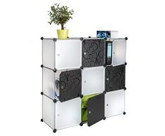 TecTake Scaffale armadietto modulare Mobile scaffalatura mensola Armadio DIY Cuba Nero Bianco