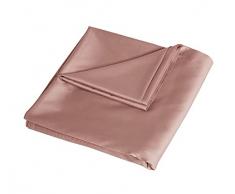 Sleepdown Lenzuolo in 100% rasatello di cotone, morbido e accogliente a 300 fili, biancheria da letto di lusso, colore: rosa cipria – king size (265 x 275 cm)