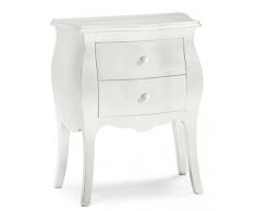 Bagno Italia Mobile Comodino 2 cassetti Bianco Opaco in Legno massello Design bombato s I