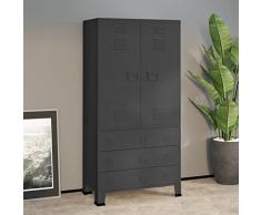 Lechnical Armadio Cabina Armadio Armadi Armadio Camera da Letto Guardaroba Camera da Letto Mobile da Letto Armadio Antracite Industriale 90x50x180 cm in Metallo
