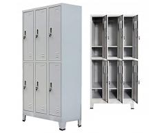Susany Armadio Armadietto Spogliatoio a 6|9 Scomparti in Acciaio Grigio 90x45x180 cm,Armadio Armadietto Spogliatoio Sporco Pulito,Armadietto Metallo,Armadio in Metallo,Armadio in Acciaio