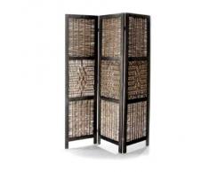 Separè paravento divisorio in legno scuro 3 ante arredo casa 132x6xH170 659-2