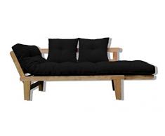 Divano-letto Sésamo, Naturale, Nero Futon, 200x82x32 cm.