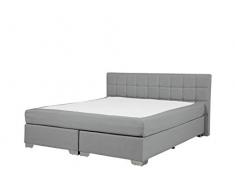 Beliani Letto boxspring in Tessuto Grigio Chiaro 160 x 200 cm Admiral