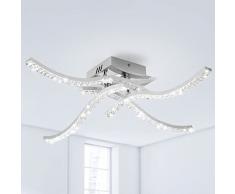 Zewanny Plafoniera a LED, lampada a soffitto ondulata acrilica da 32W 4 luci 3520 lumen per sala da pranzo, soggiorno, camera da letto, corridoio della cucina (5500K Bianco freddo, Cromo)