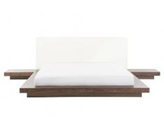 Beliani Letto in Legno Marrone Stile Giapponese 2 Comodini 160 x 200 cm Zen