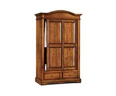 InHouse srls Armadio con Ante scorrevoli, Arte povera, in Legno massello e MDF con rifinitura in Noce Lucido - Mis. 122 x 59 x 200