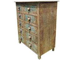 Casa Padrino cassettone in stile country di lusso multicolore antico - Armadio in legno massello fatto a mano con 8 cassetti - Mobili in Stile Country