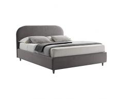 LettoFacile montalo in 30 Minuti - Letto Matrimoniale Imbottito Cleo in Tessuto Grigio - Made in Italy, 160x190 cm (Letto con Rete e Box Contenitore)