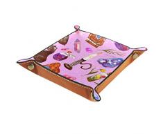 Hohohaha, vassoio per gioielli in pelle acquerello, comodino con fibbia a scatto per riporre i dadi, organizer per gioielli da uomo, portachiavi, portamonete in poliuretano, Multicolore02, 16x16cm
