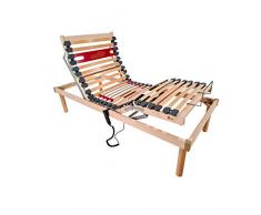 Goldflex Rete Modello Rosa, a DOGHE Elettrica Ortopedica, Singola 80x190 con 2 Motori indipendenti con REGOLATORI di rigidità. 4 Zone reclinabili + 1 Fissa (Centrale), Legno